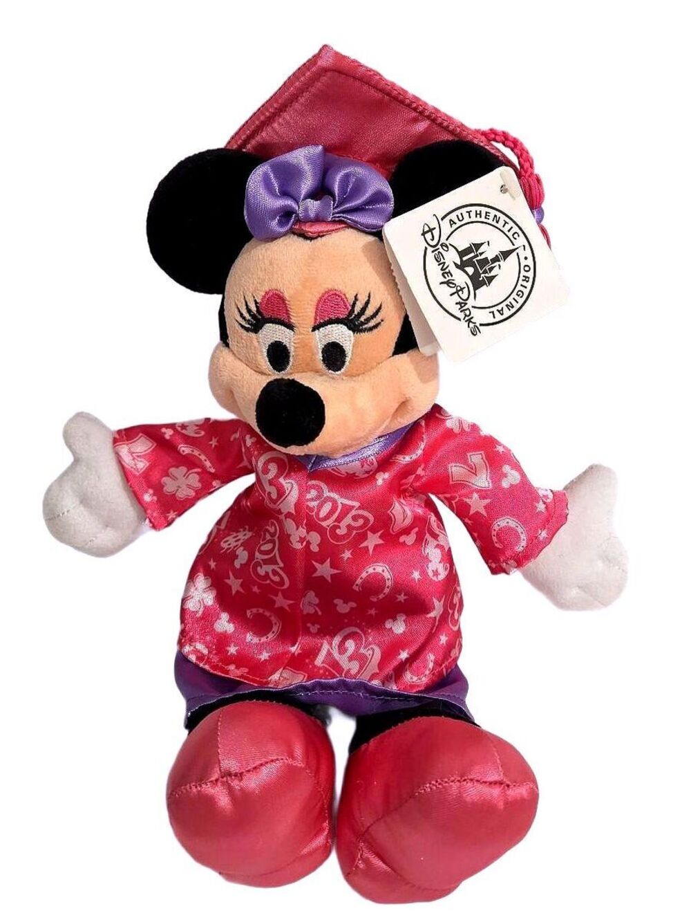 Disney Parks Minnie Mouse Graduation Plush 11" 2013 NWT Pink Gown Cap